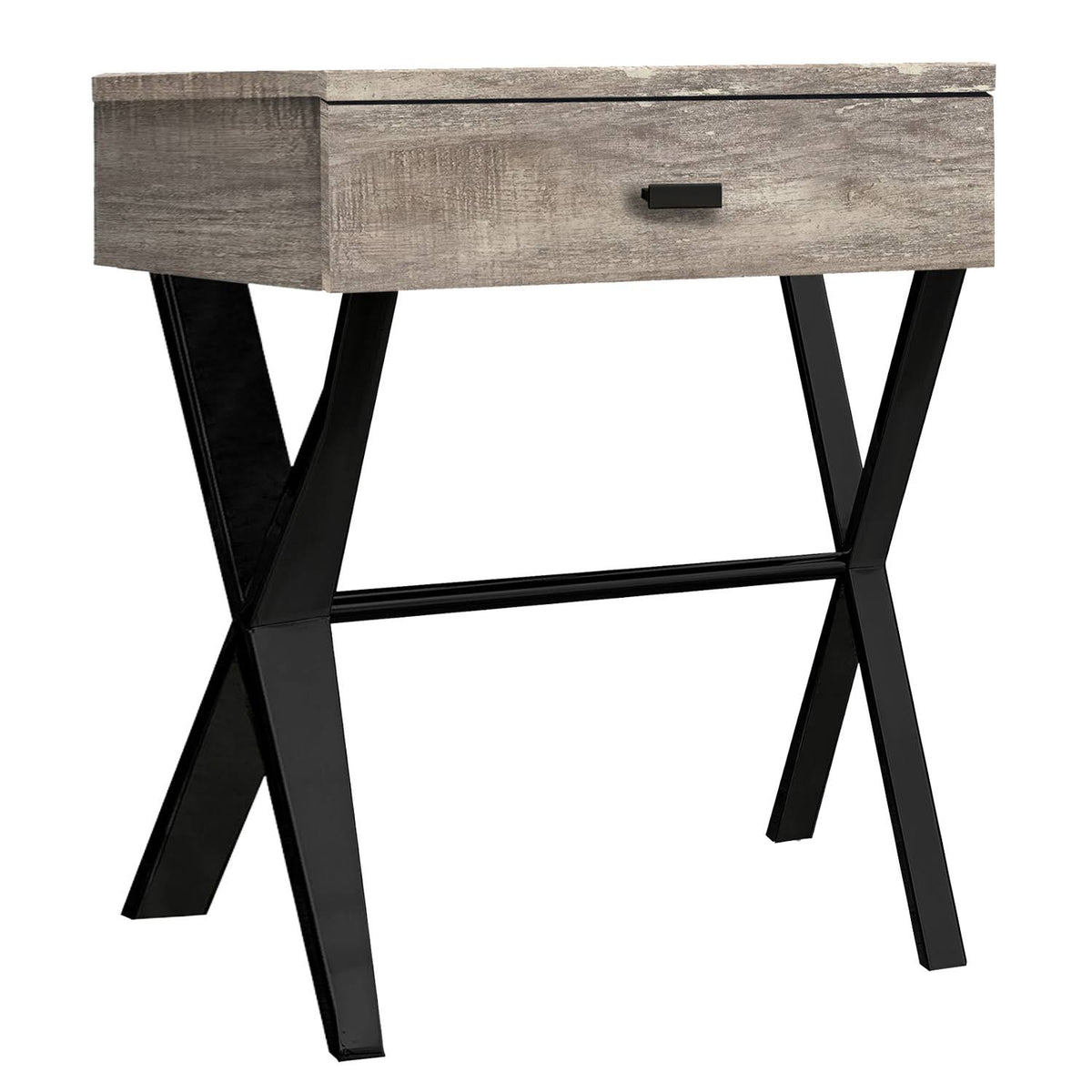 Taupe Finish and Black Metal Accent Table H357