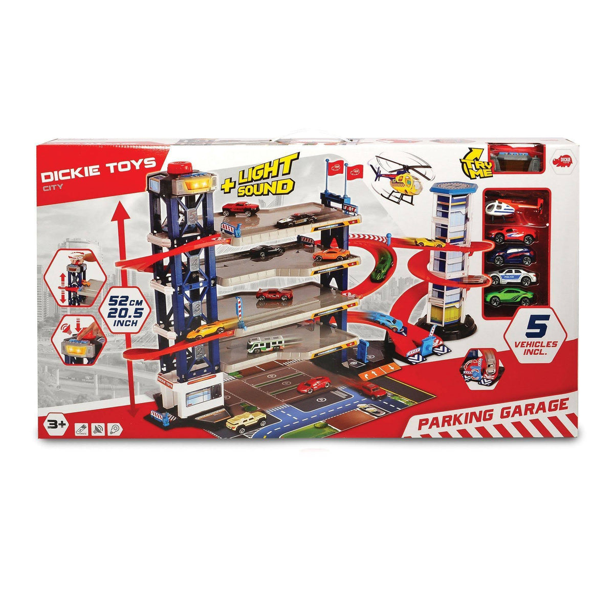 Parking Garage Playset with 4 Die-Cast Cars and Helicopter S542