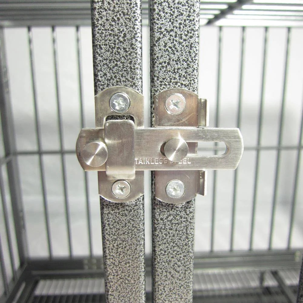 Silver Double-Door Dog Crate Kennel with Tray E219