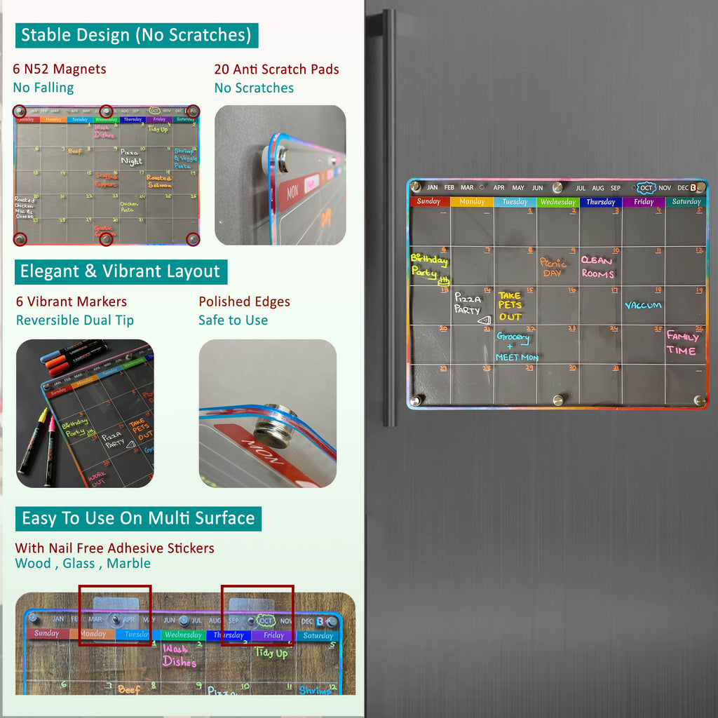 Acrylic Magnetic Fridge Calendar U312