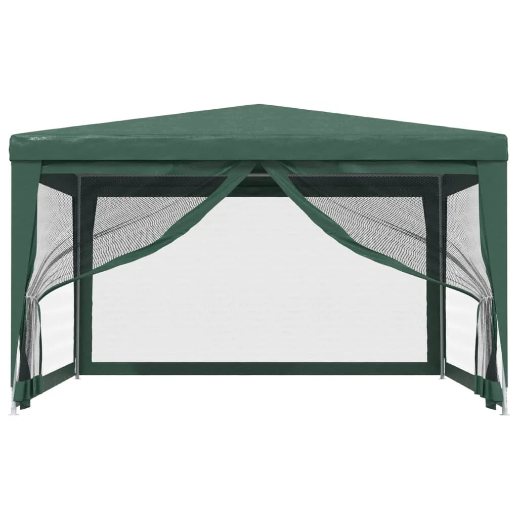 Green 13.1'x13.1' HDPE Party Tent with 4 Mesh Sidewalls U44093