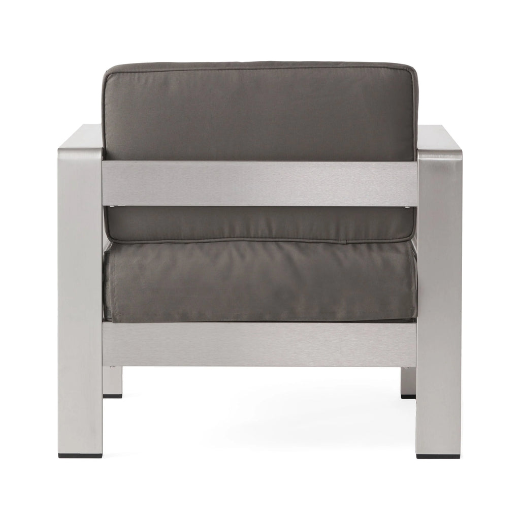 Khaki Aluminum Sofa Set with Glass Table and Cushions D892625