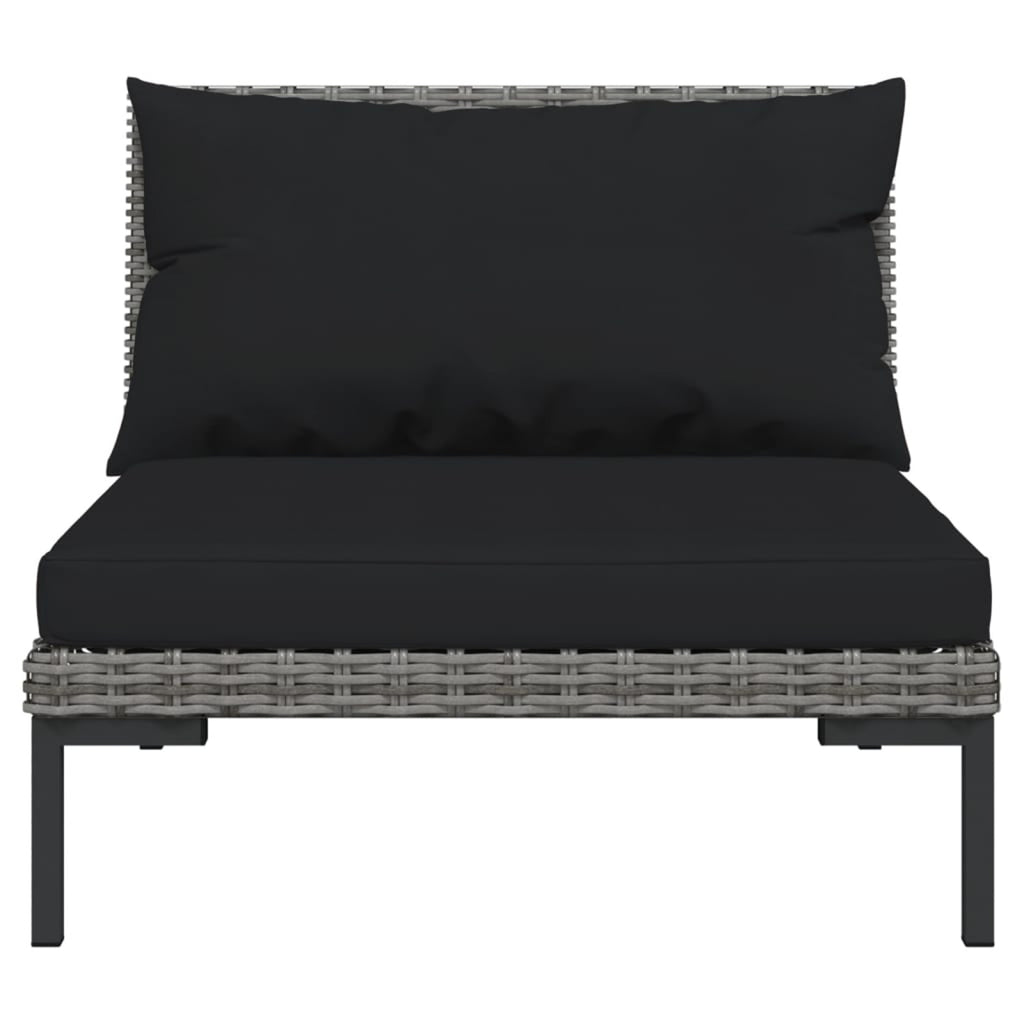 9 Piece Dark Gray Outdoor Sectional Sofa Set with Black Cushions P622