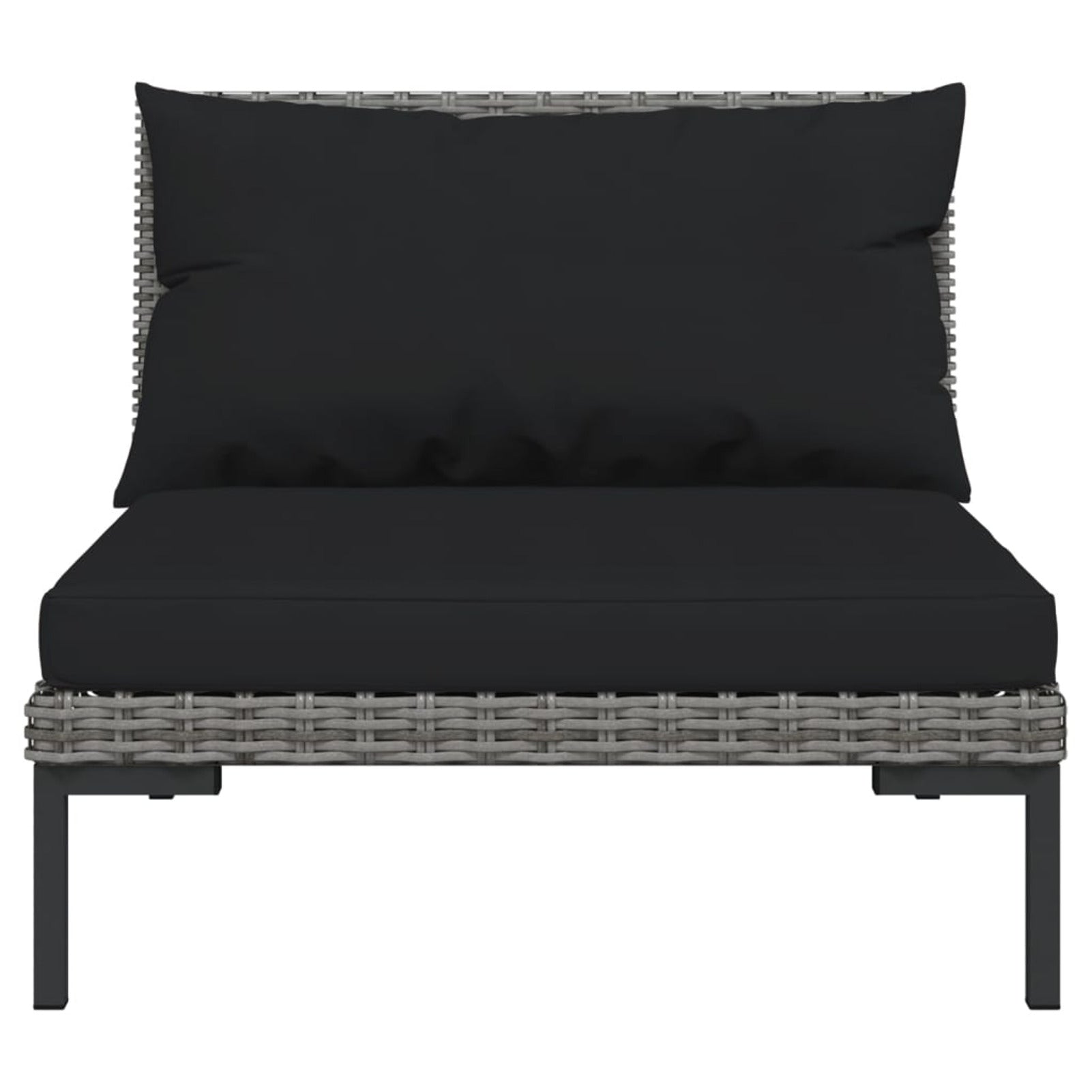 9 Piece Dark Gray Outdoor Sectional Sofa Set with Black Cushions P622