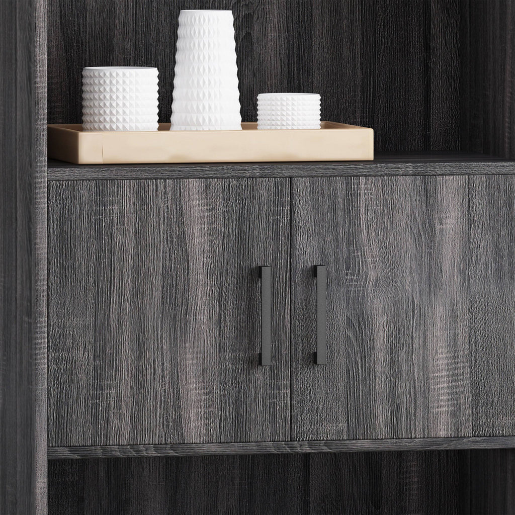 Walnut and Black Faux Wood Cube Bookcase Y9228