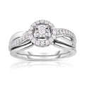 1/4 Cttw Diamond Halo Engagement Ring Set in Rhodium Plated Sterling Silver Size 7 V23091