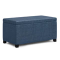 Denim Blue Faux Leather Storage Ottoman Bench I1163