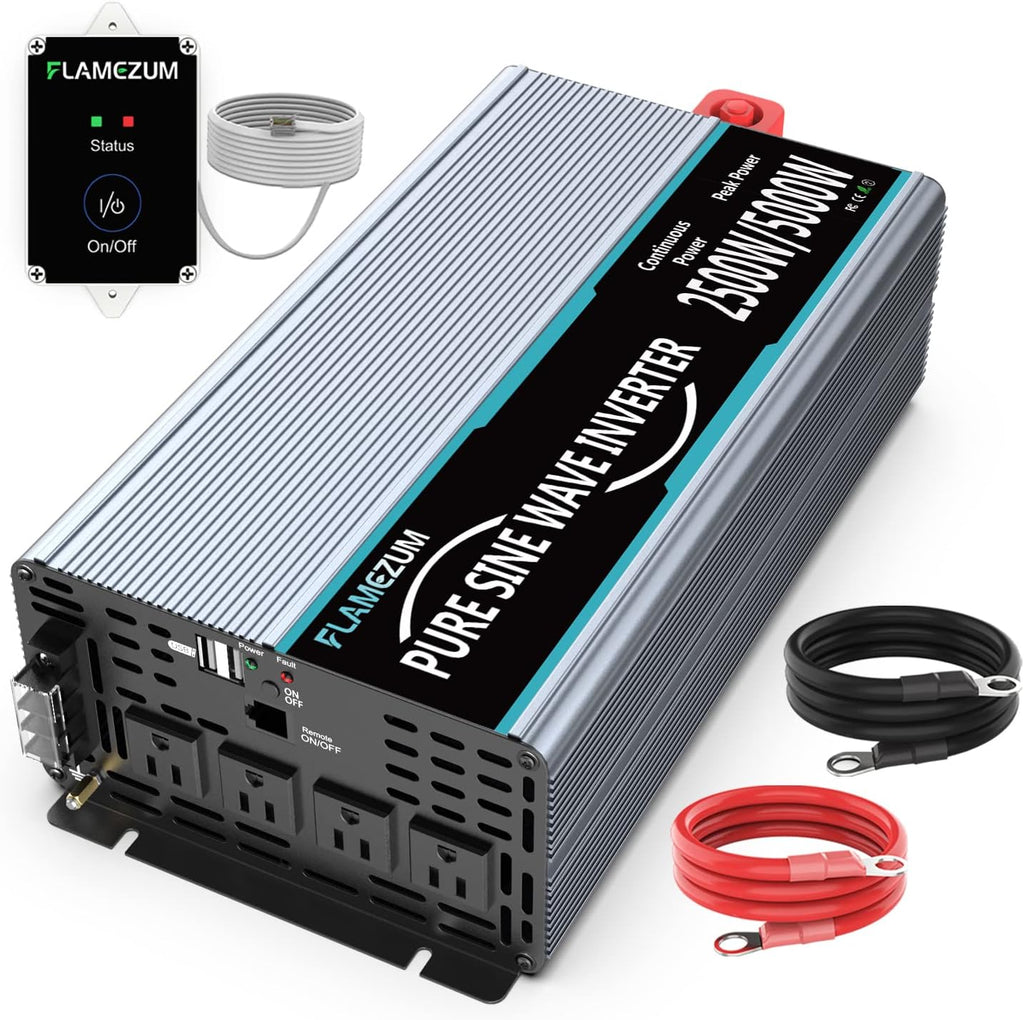 1500 Watt 12V DC to 110V AC Power Inverter with 3 AC Outlets and 2 USB Ports G865533