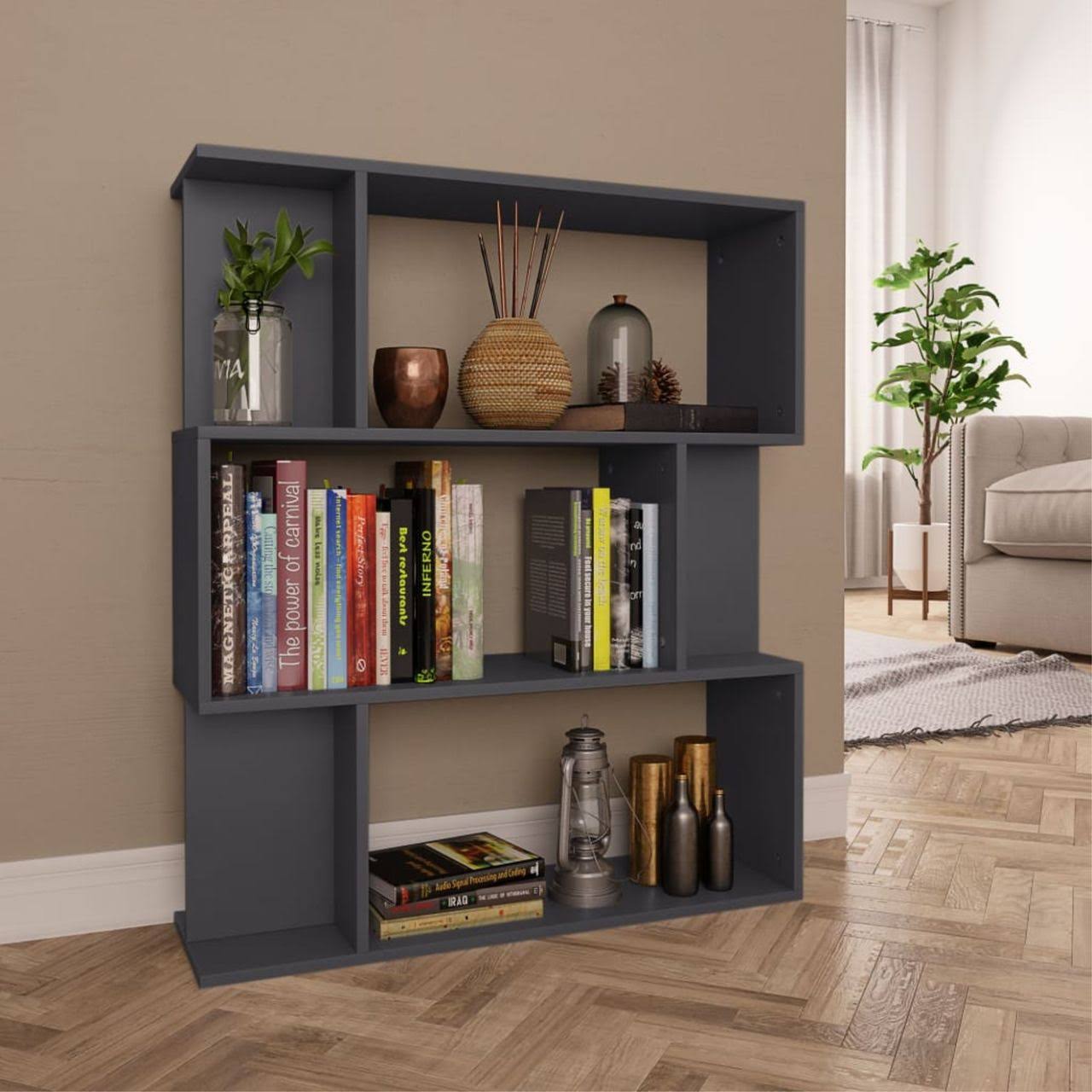 Gray Book Cabinet Room Divider Chipboard P339831