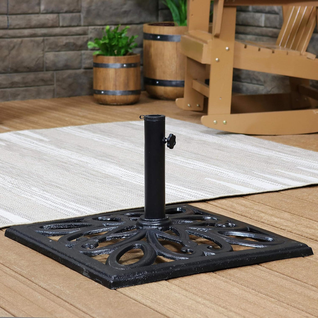22-Inch Square Cast Iron Umbrella Base Black H3388