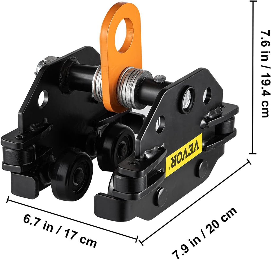 Beam Trolley 1100 LBS Capacity with Side Guide Rollers Pack of 2 B967657
