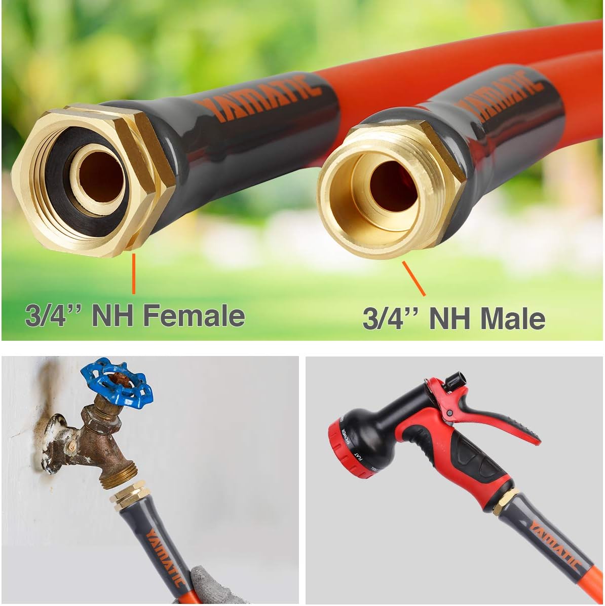 5/8 in x 50 ft Ultra Flexible Water Hose with 2 Set Quick Connect, Heavy Duty, 600 PSI B194882