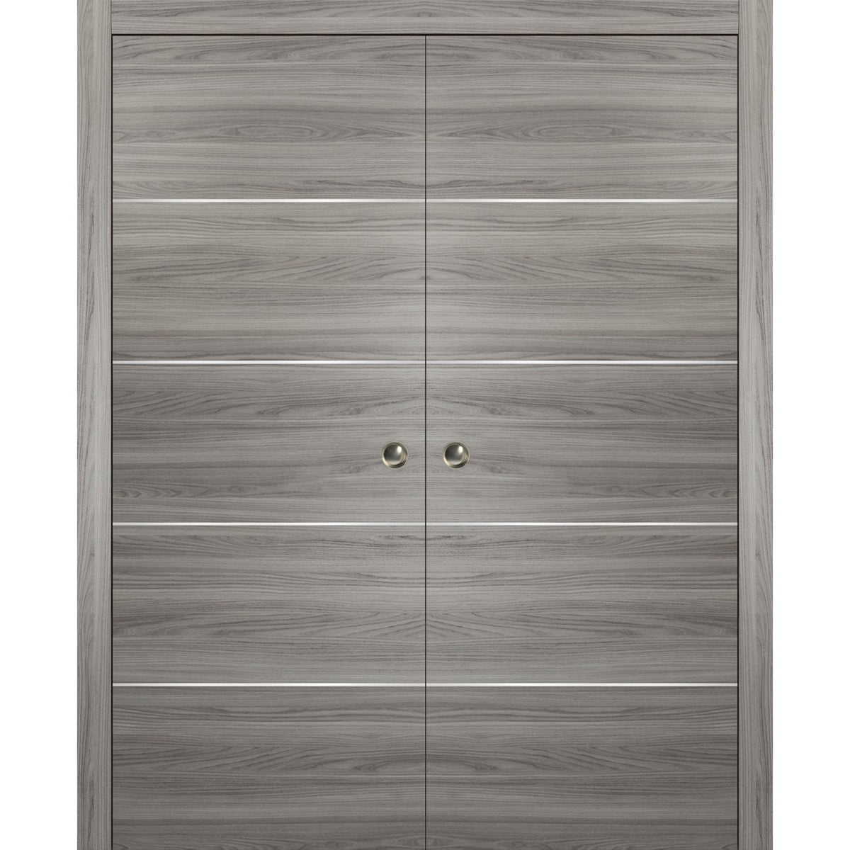 Sliding Grey Doors 48 x 80 with Strips A3072