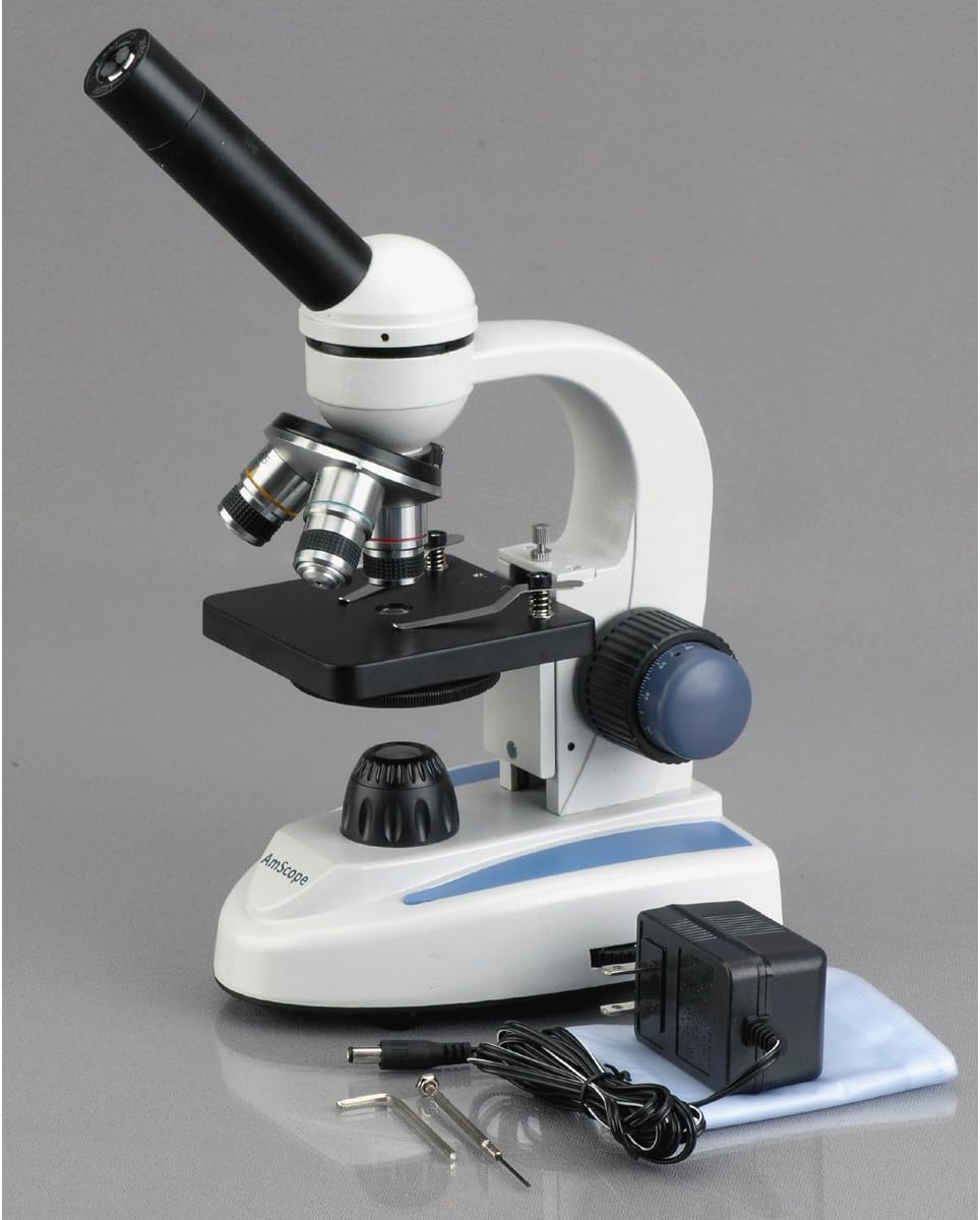 Compound Monocular Microscope, 40x-1000x Magnification, LED Illumination F665106
