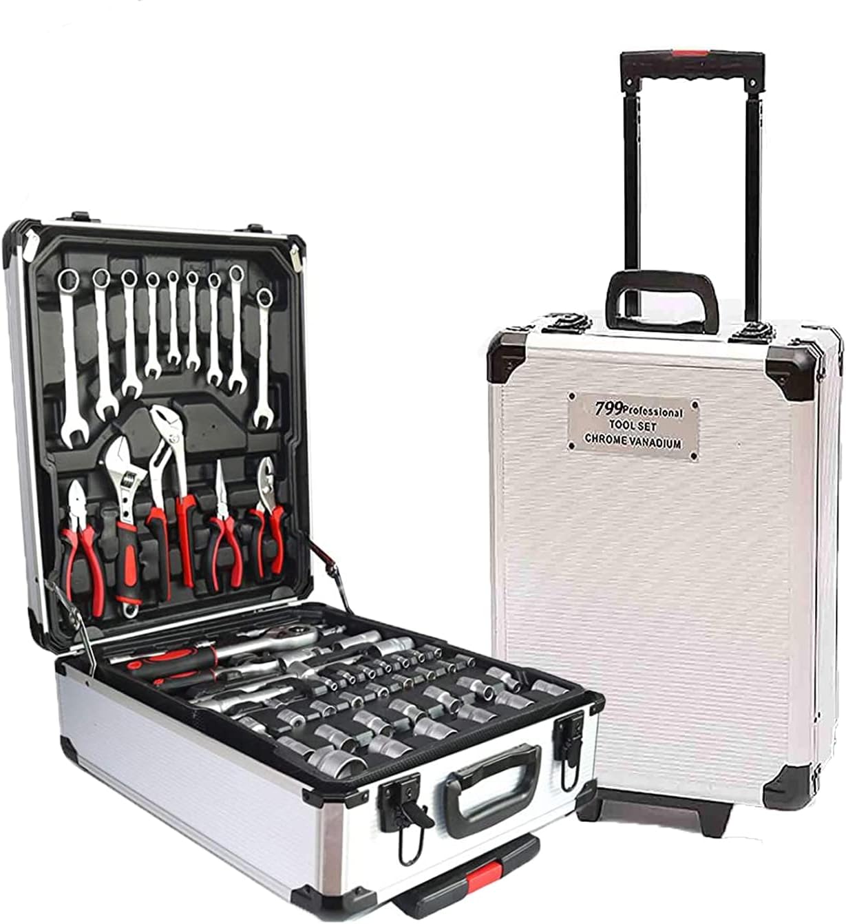 Black Portable Hand Tool Set with Toolbox W5090