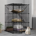 Indoor Cat Cage with Extra Large Hammock for Multiple Small Animals, 28"L x 28"W x 41"H, Black T580253