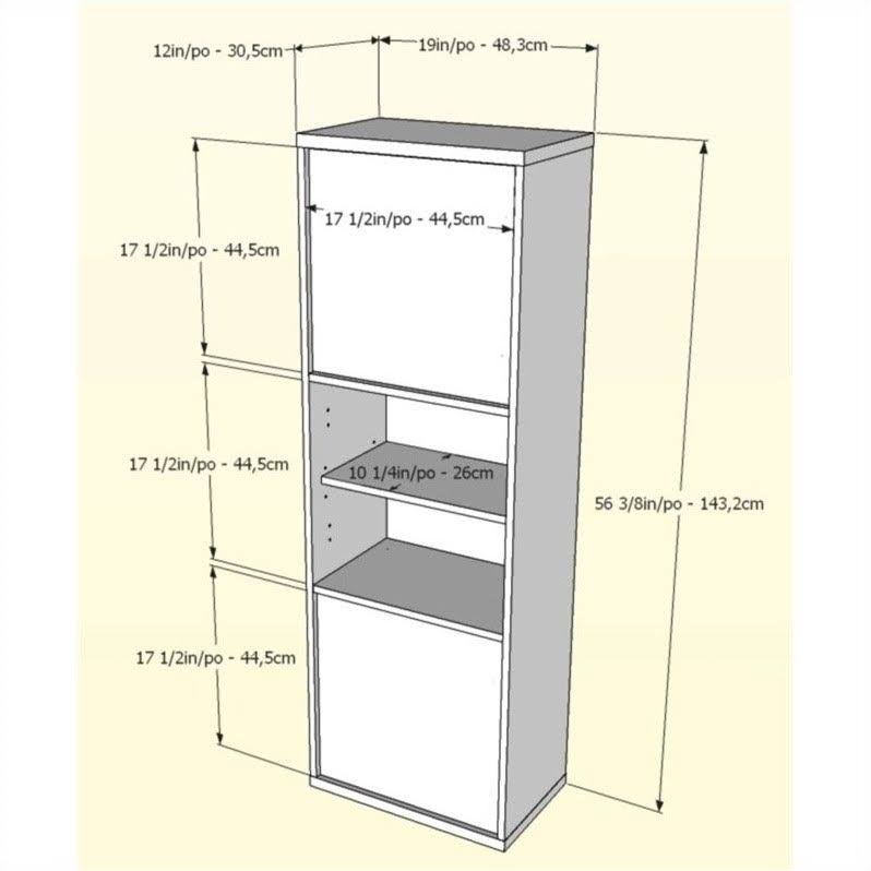White and Walnut 2-Door Bookcase L149