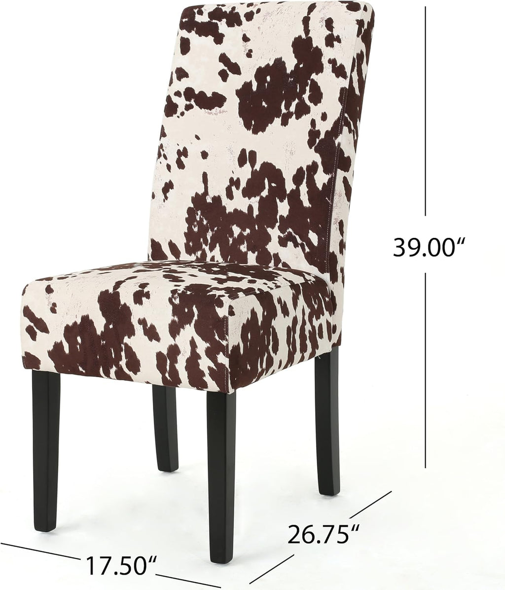 Milk Cow Dark Brown Velvet Dining Chairs, 2-Pcs Set L999