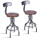 Industrial Vintage Bar Stool, Adjustable Pipe Stool, Cast Iron Stool, Swivel Bar Stool with Backrest, Metal Stool, Silver, Set of 2 F626
