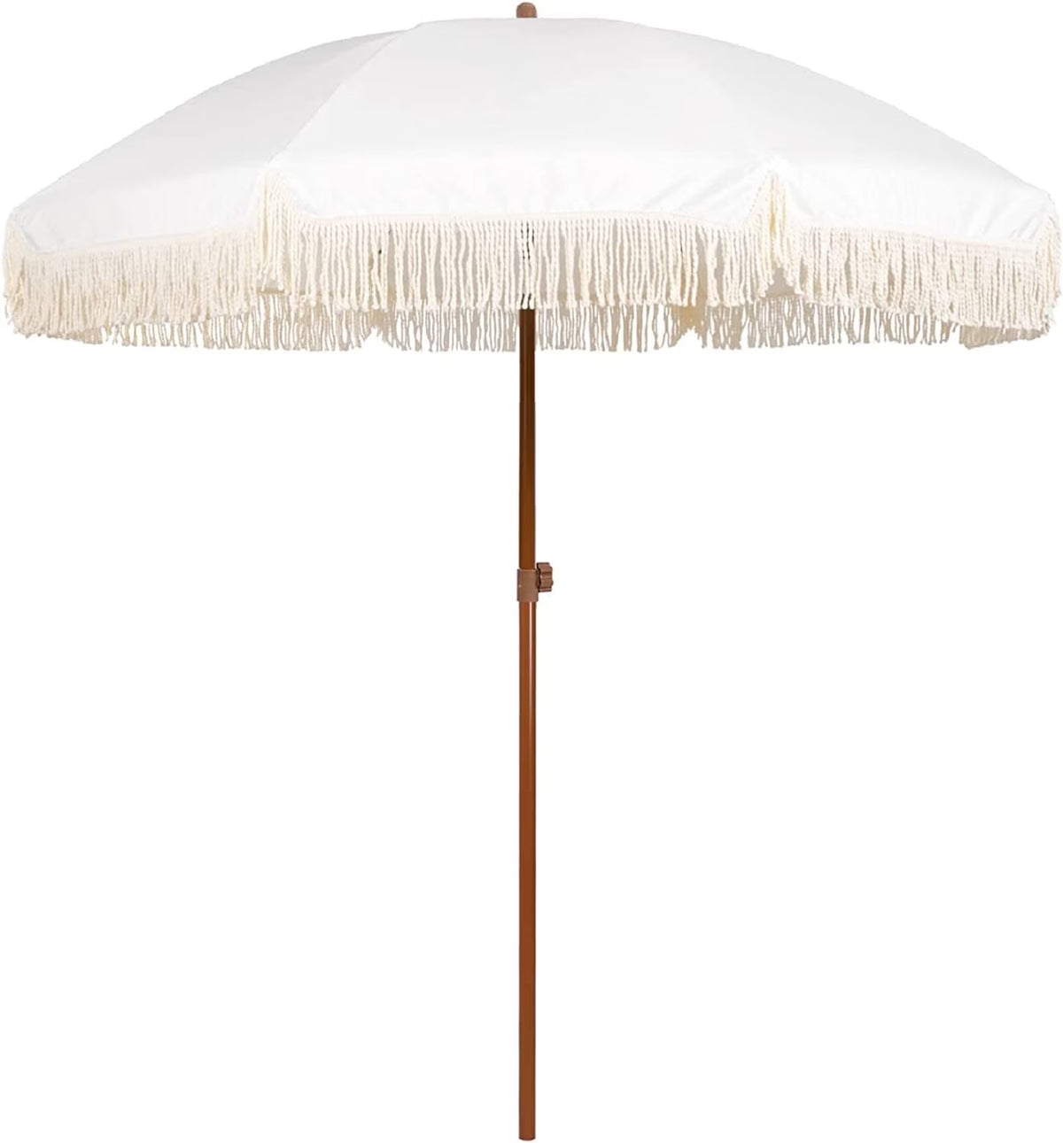 White Cream 7ft Patio Umbrella with Fringe L1201