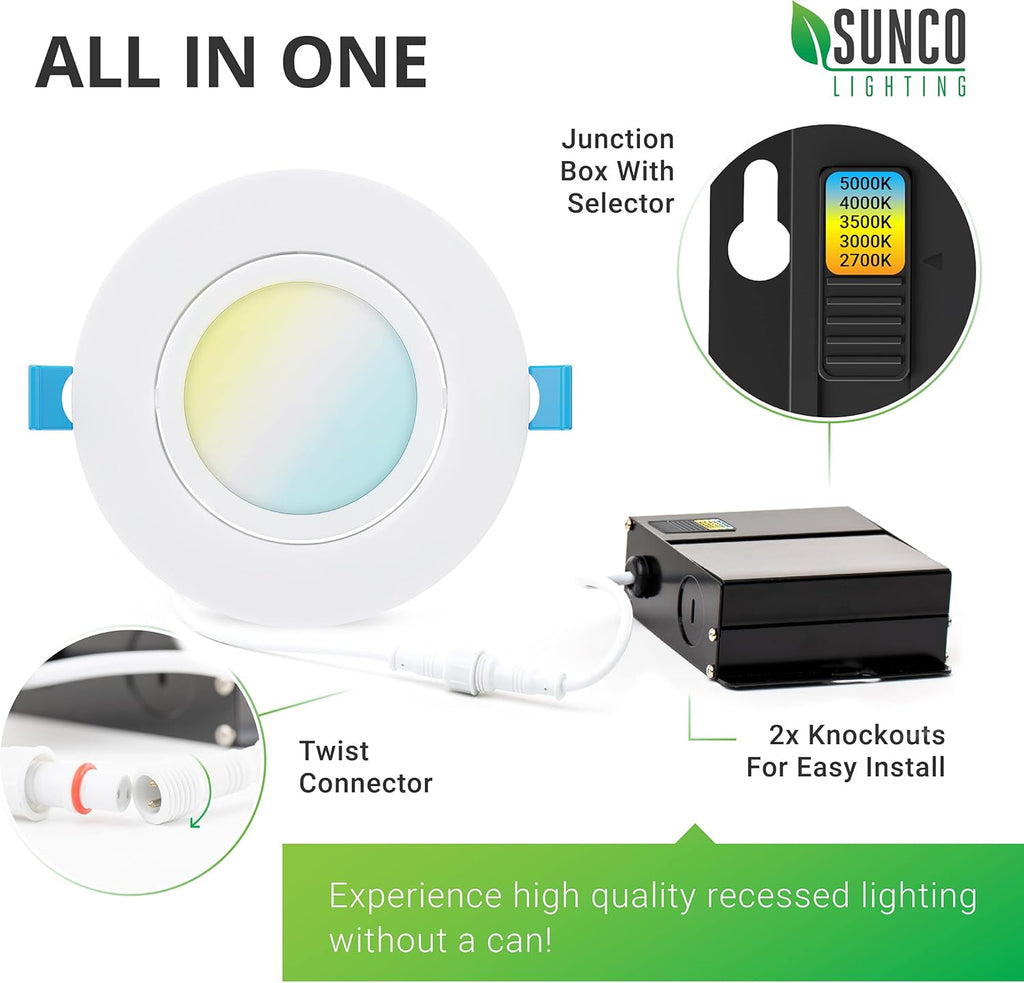 12W=75W 750 LM Adjustable CCT Dimmable IC Rated LED Recessed Light 6 Pack K609154