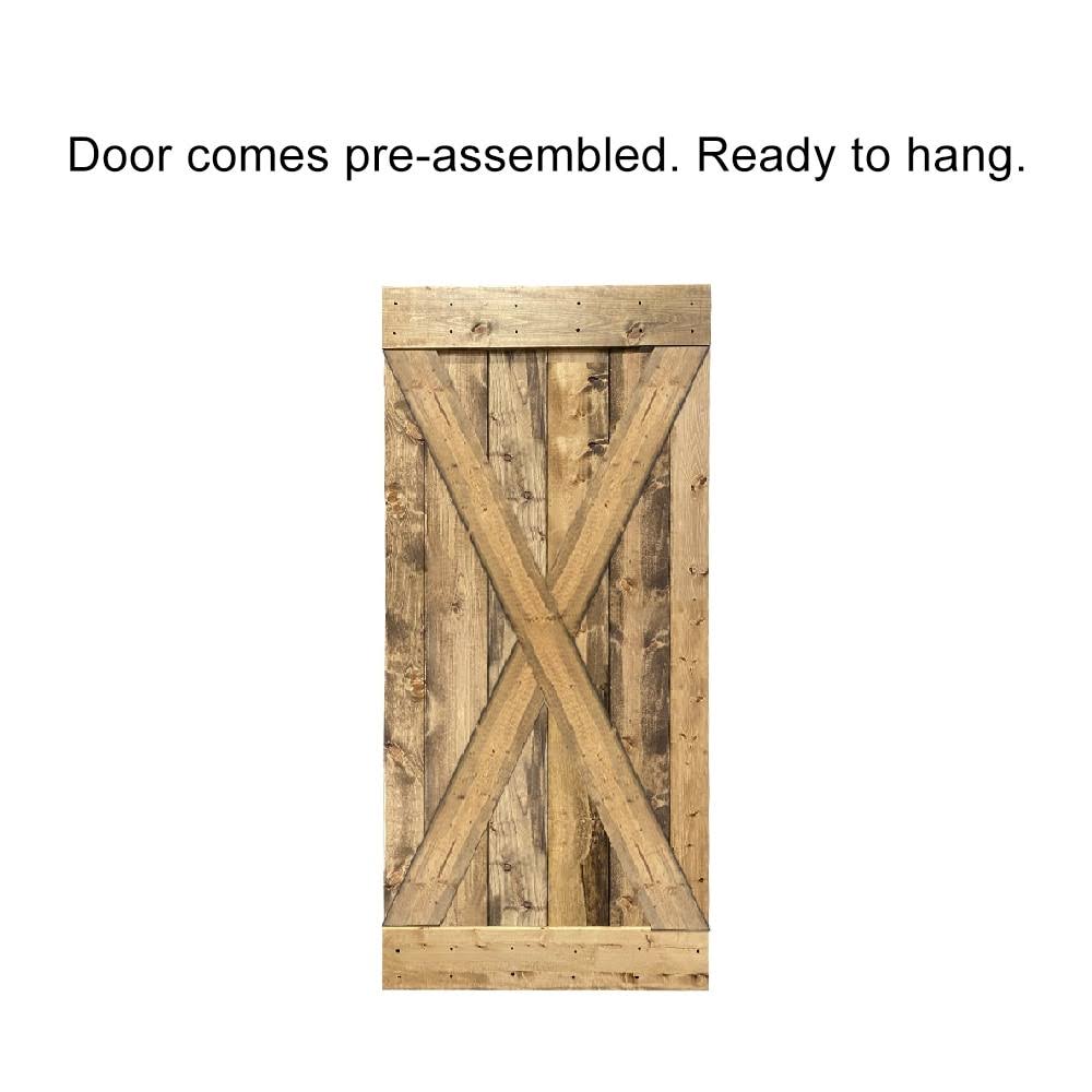 Red Walnut Stained Wood Interior Sliding Barn Door with Hardware Kit J8976