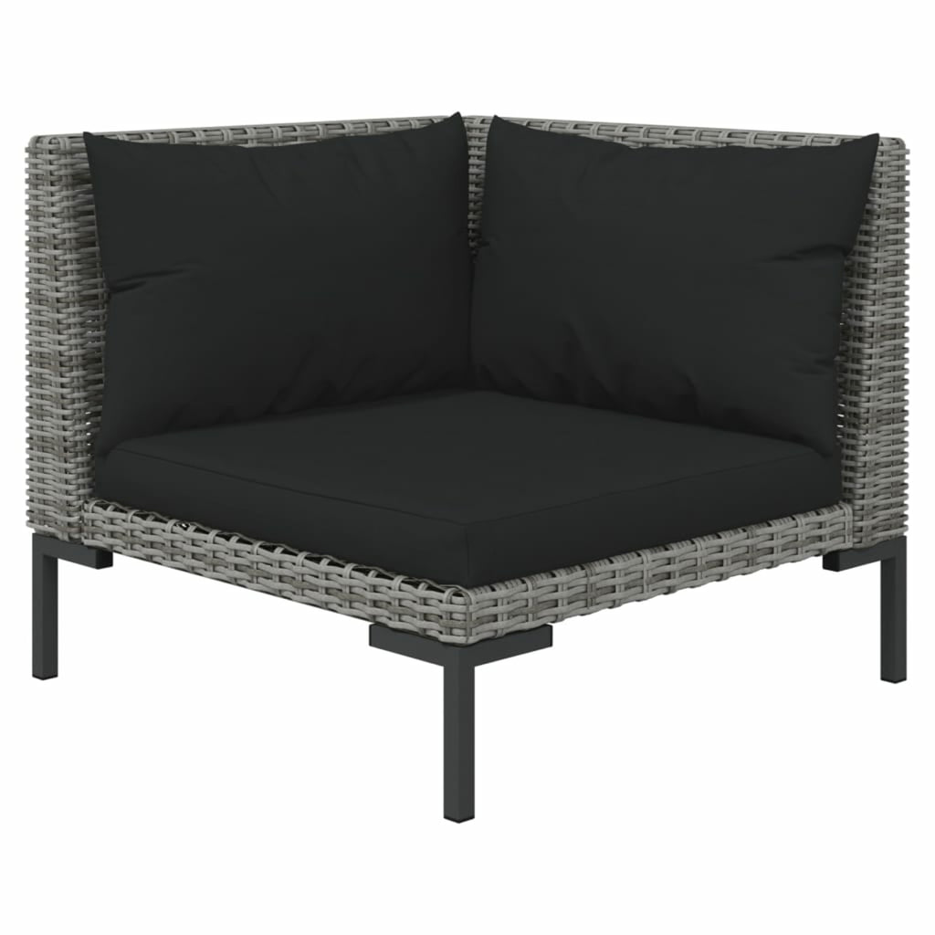 9 Piece Dark Gray Outdoor Sectional Sofa Set with Black Cushions P622
