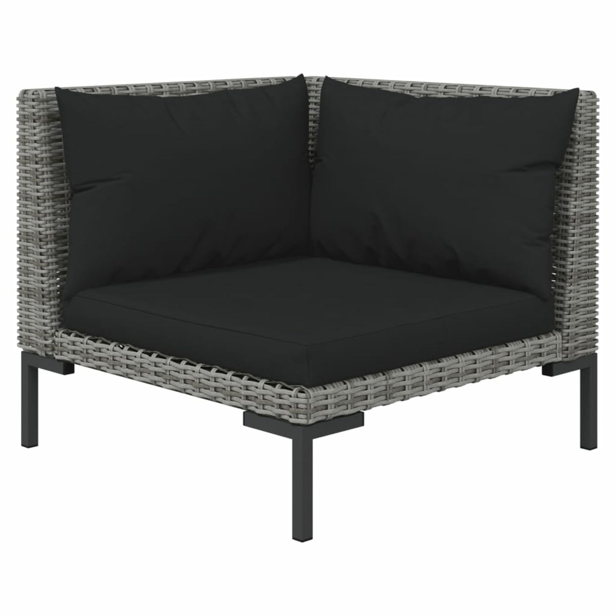 9 Piece Dark Gray Outdoor Sectional Sofa Set with Black Cushions P622