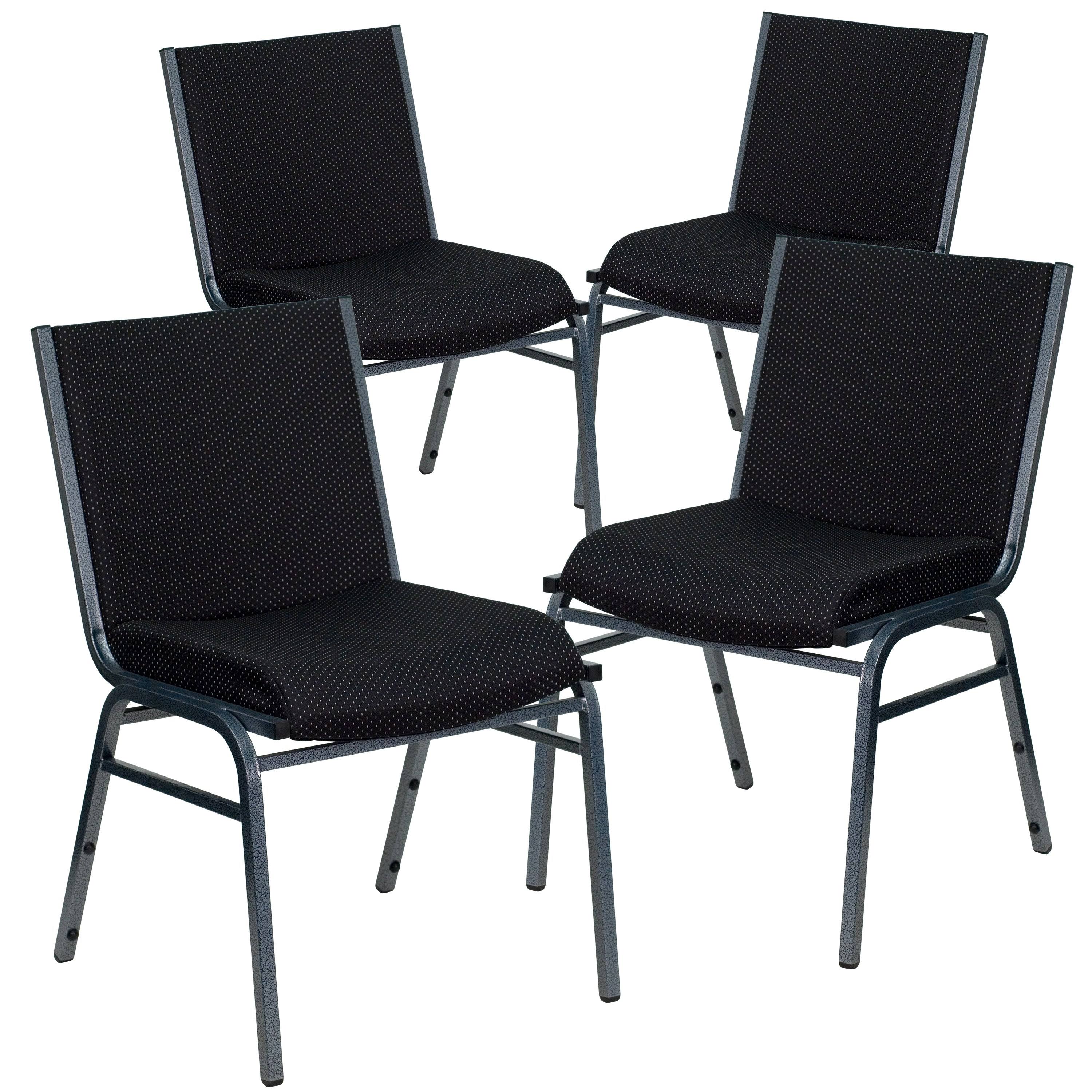 Black Patterned Fabric Stack Chair E487