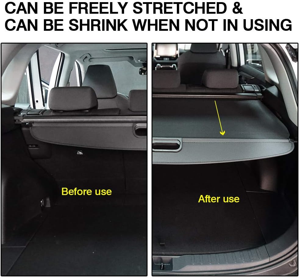 Black Retractable Rear Trunk Security Cover for Jeep Cherokee 2019-2022 C81515