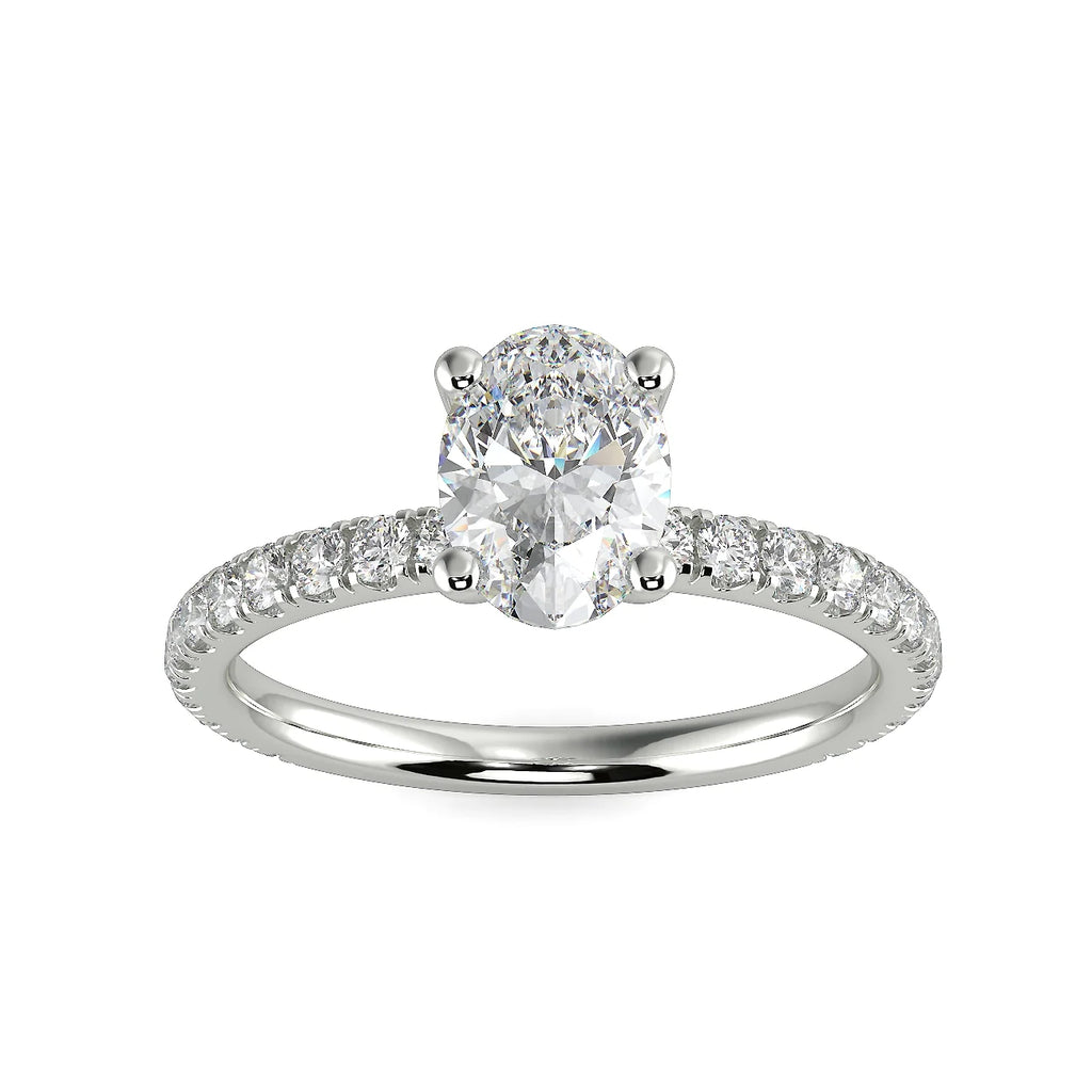 Oval Lab Grown Diamond Engagement Ring in 14k White Gold M4065