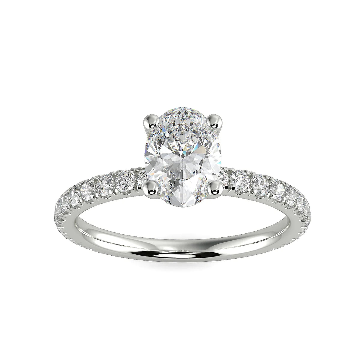 Oval Lab Grown Diamond Engagement Ring in 14k White Gold M4065