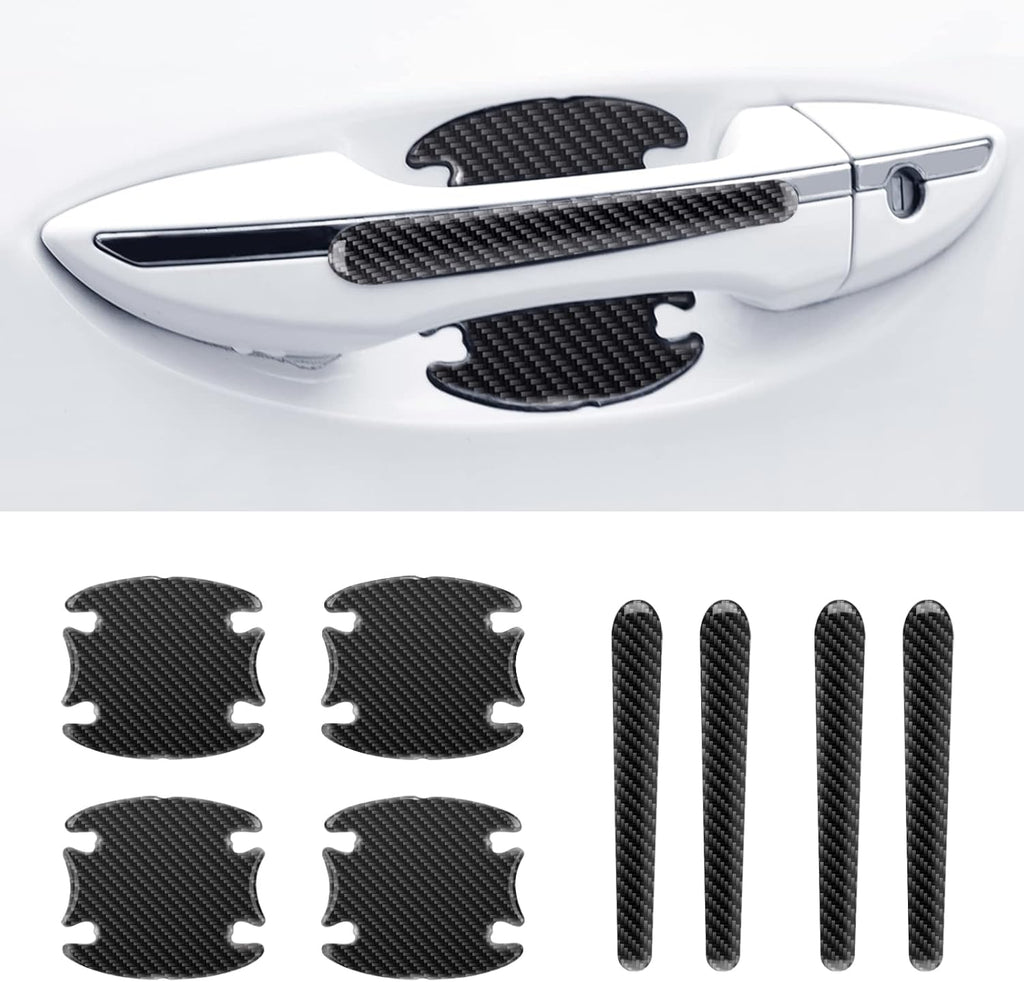 8PCS Black Carbon Fiber Texture Car Door Handle Scratch Protector B428