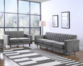 Grey Velvet Channel Tufting Sofa Set 2Pcs C92747