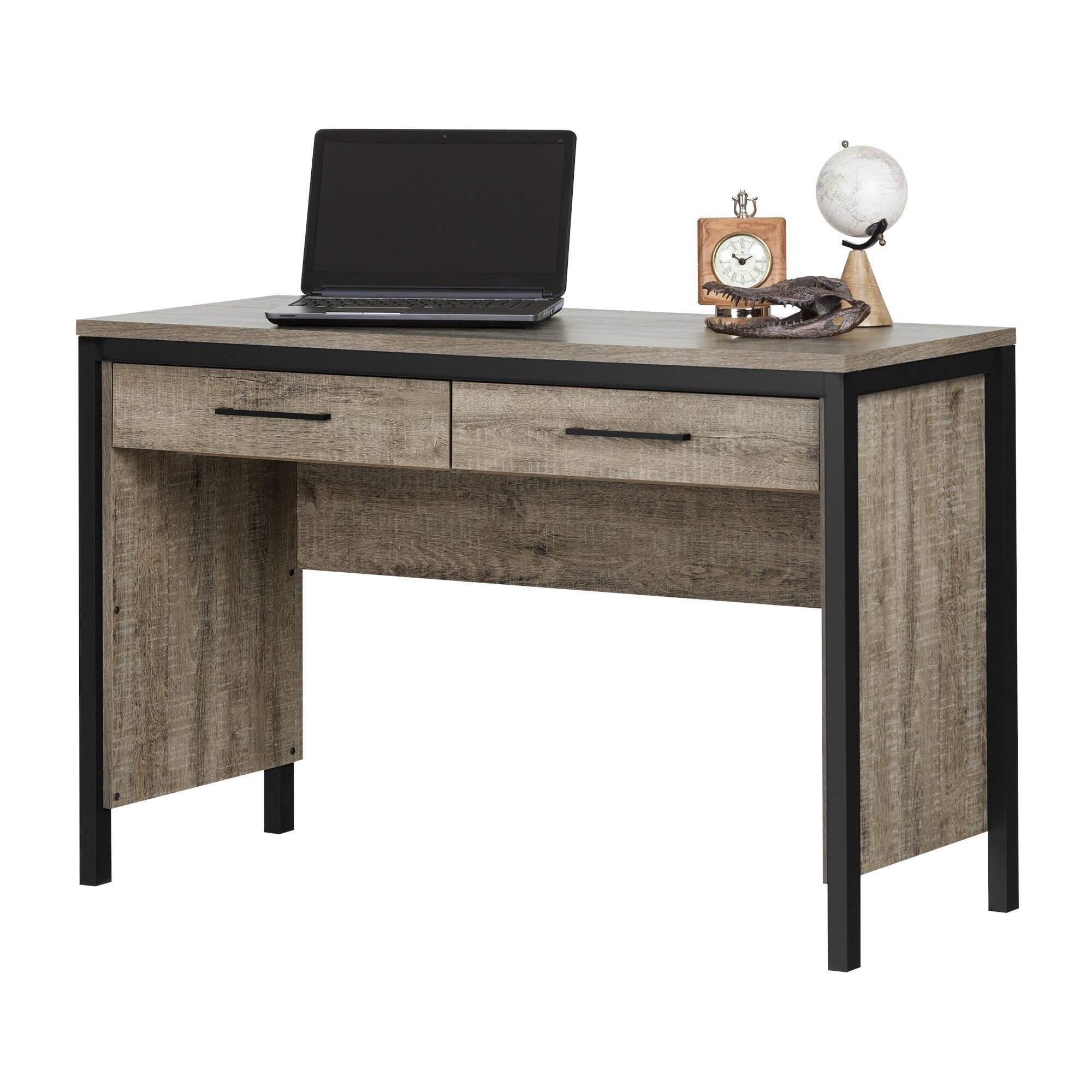 Matte Black/Weathered Oak Desk with Drawers R583008