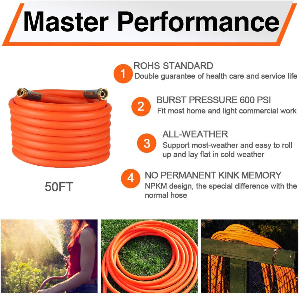 5/8 in x 50 ft Ultra Flexible Water Hose with 2 Set Quick Connect, Heavy Duty, 600 PSI B194882