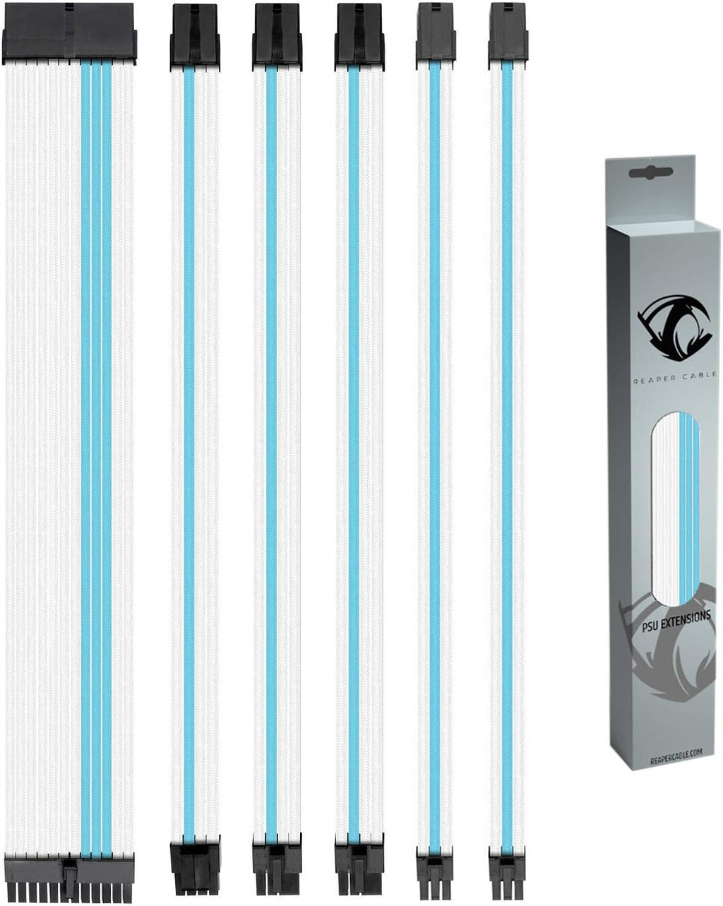 White & Aqua Blue Sleeved PSU Extension Set with Combs N139212