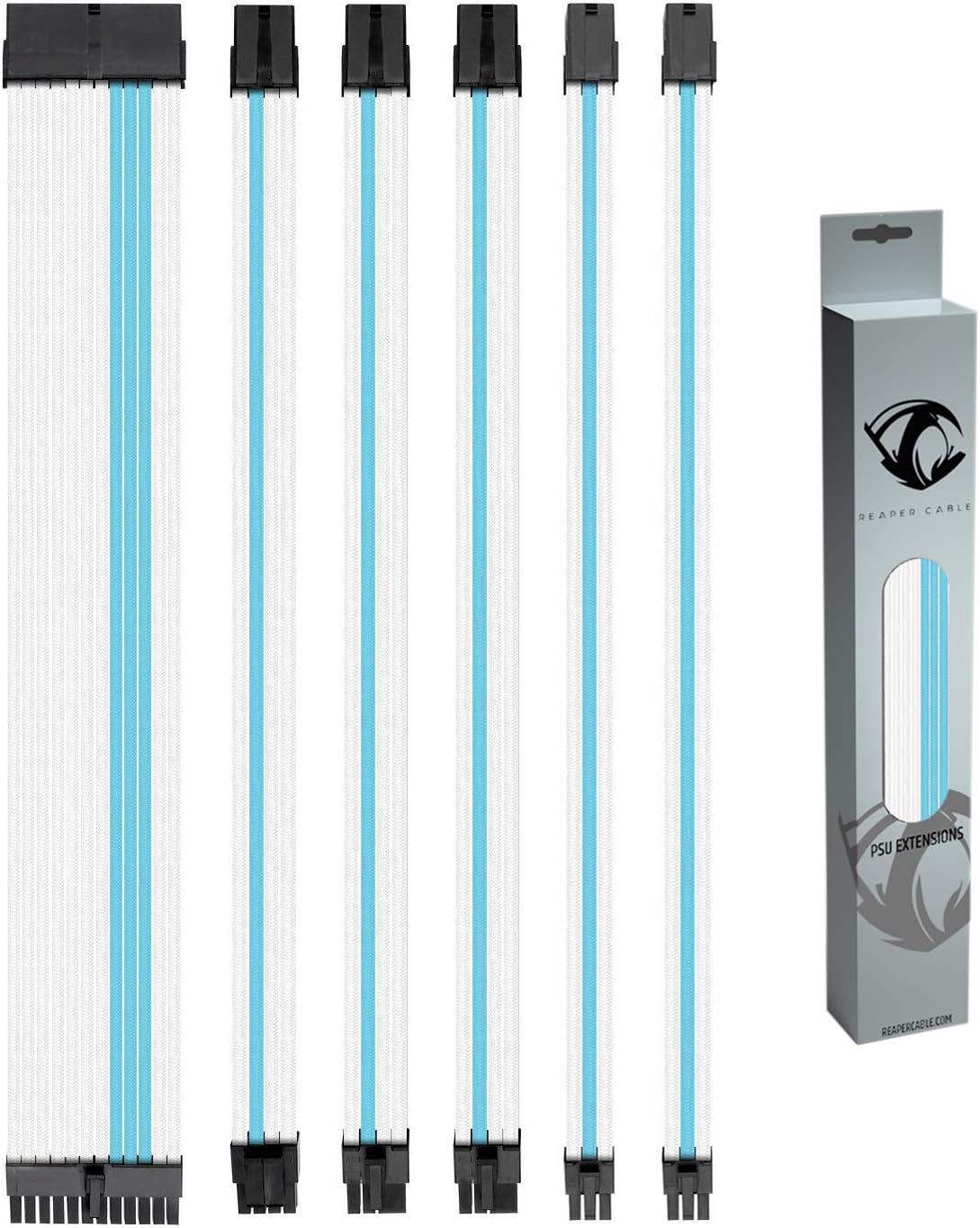 White & Aqua Blue Sleeved PSU Extension Set with Combs N139212