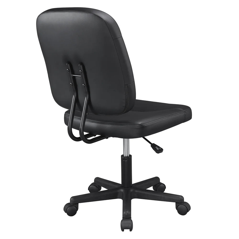 Black Faux Leather Adjustable Armless Office Chair K5170