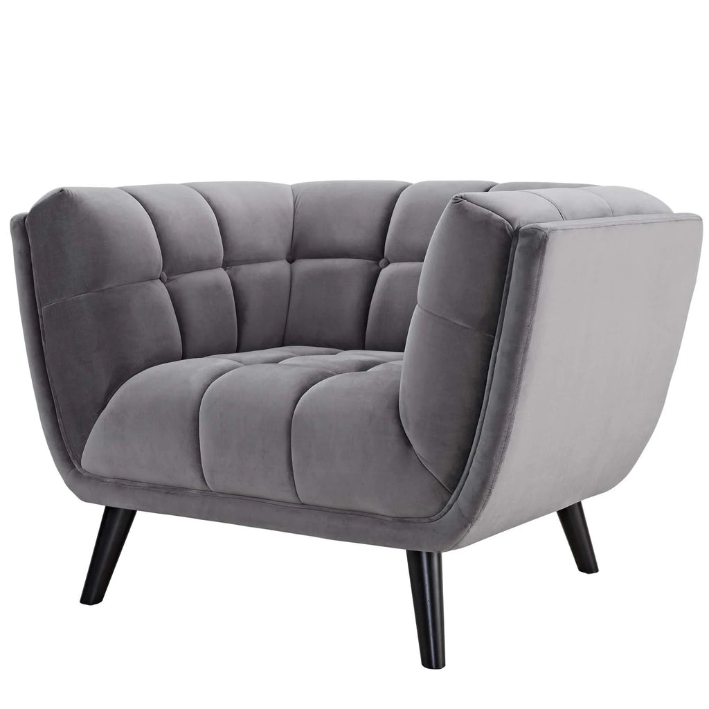 Grey Velvet Armchair and Sofa Set U602541