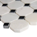 White Octagon 12 in. x 12 in. x 10 mm Polished Marble Mosaic Tile (10 Sq. ft. / CASE) K414