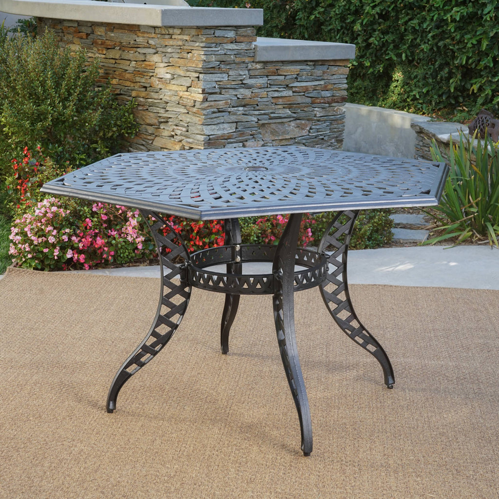 Black Sand Cast Aluminum Hexagon Table T704560