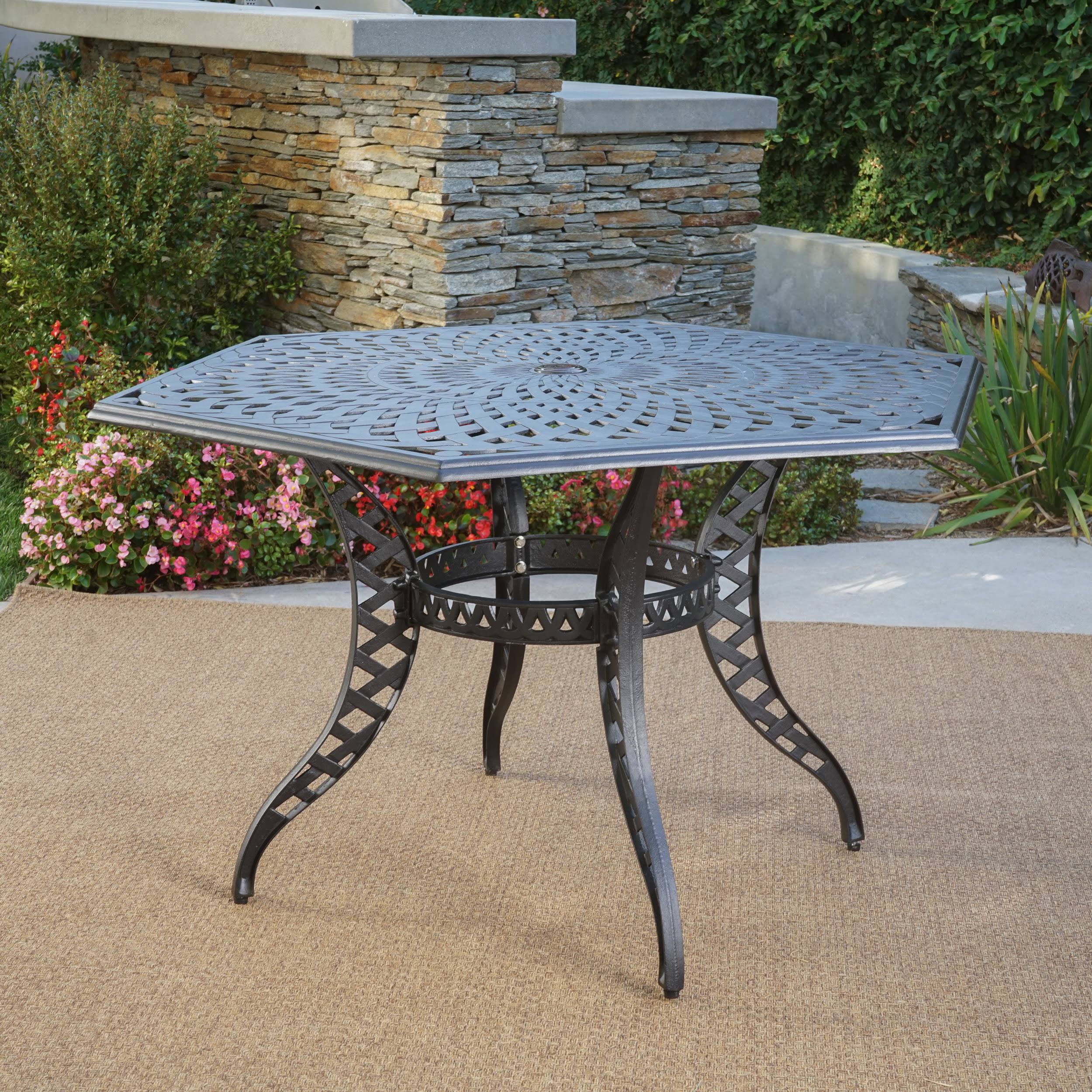 Black Sand Cast Aluminum Hexagon Table T704560