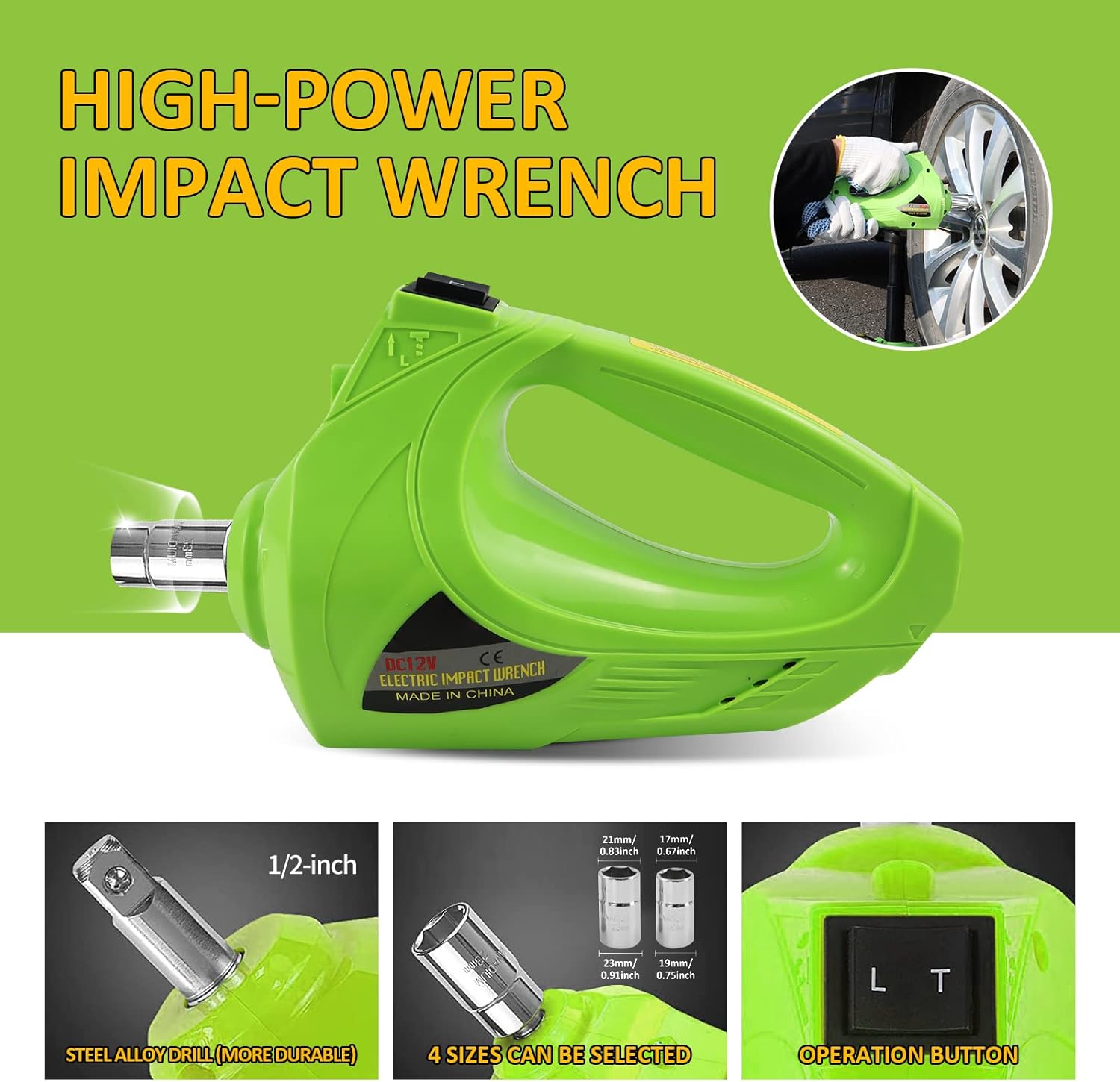 5T Hydraulic Electric Car Jack with Impact Wrench, Tire Inflator and LED Light C378747