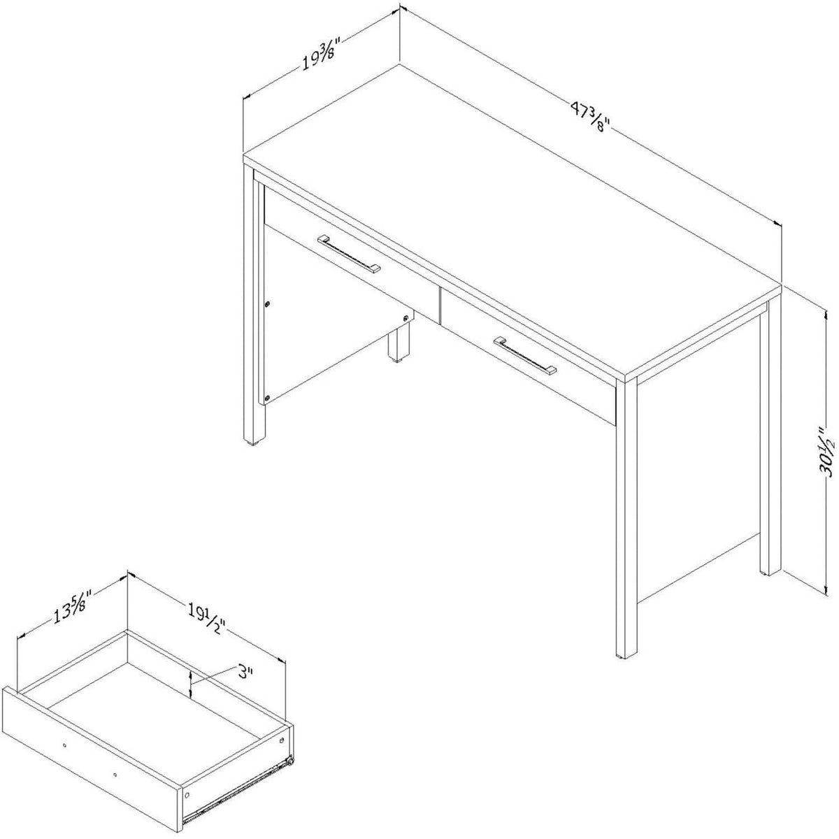 Matte Black/Weathered Oak Desk with Drawers R583008
