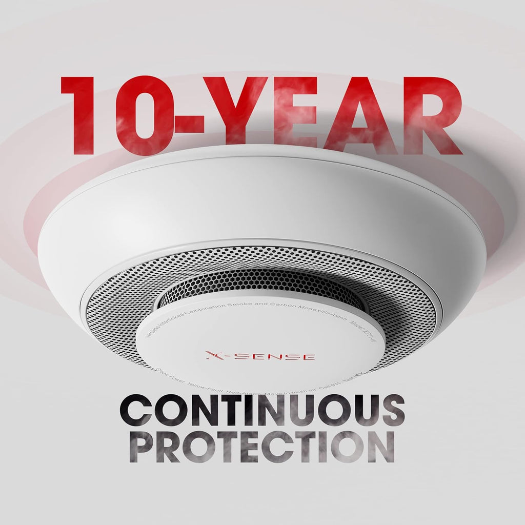 10 Years Battery Wireless Interconnected Combination Smoke and Carbon Monoxide Detector Alarm, 3-Pack U64331