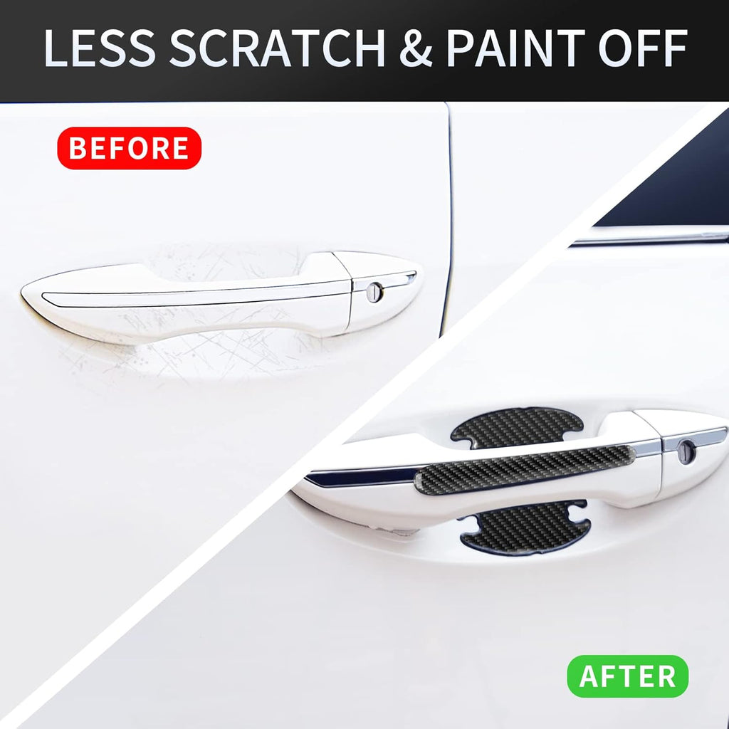 8PCS Black Carbon Fiber Texture Car Door Handle Scratch Protector B428
