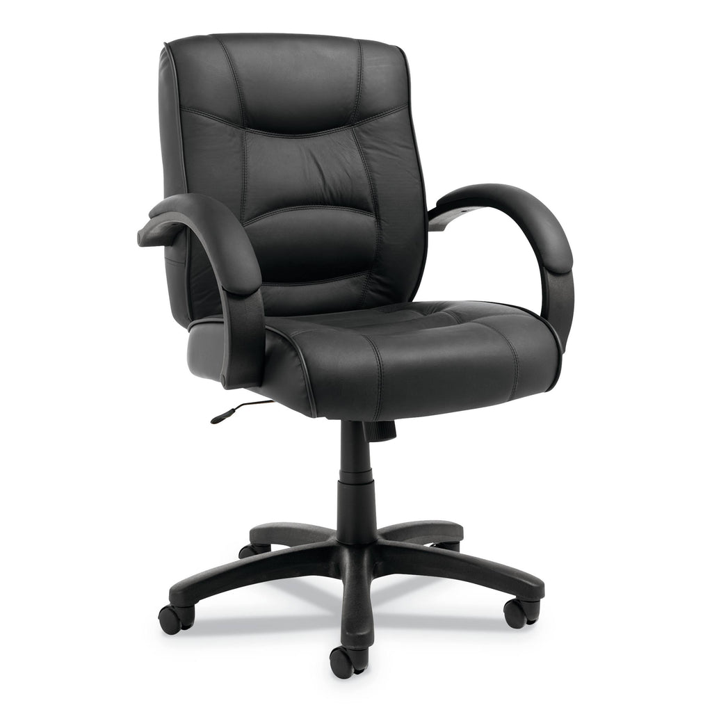 Black Leather Mid-Back Swivel/Tilt Chair V43096