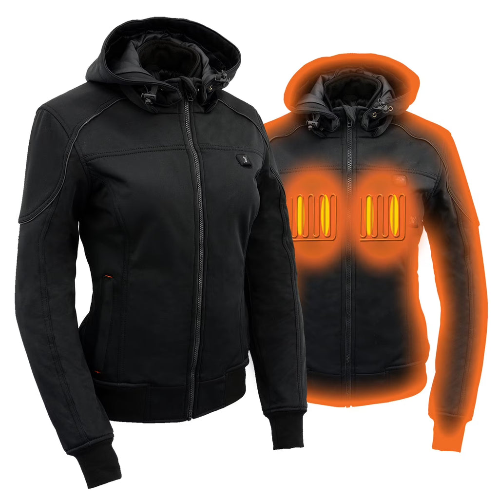 Women's Black Heated Soft Shell Racing Style Jacket Medium D19367