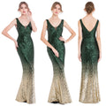 Green Gold V Neck Sequin Mother of Bride Dresses B4691